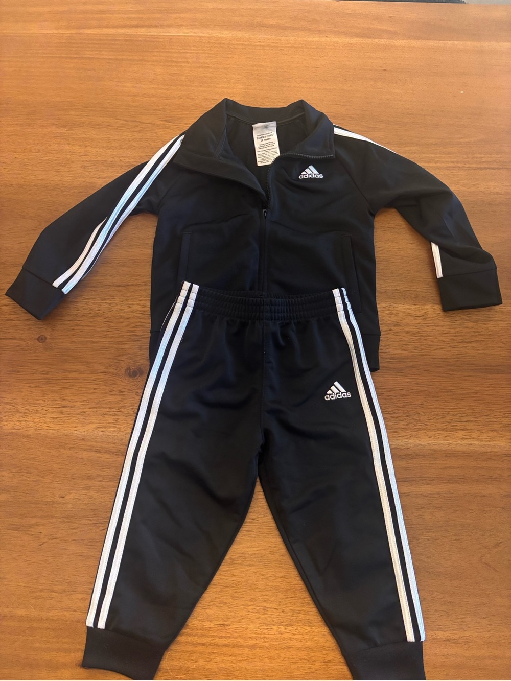 Adidas Core Toddler Black and White Track Jacket and Joggers Set | Boy Girl 24M